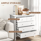Sutton Wide 5-Drawer Chest in White