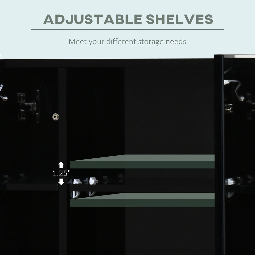 Lumen LED Mirrored Bathroom Cabinet with USB — Black