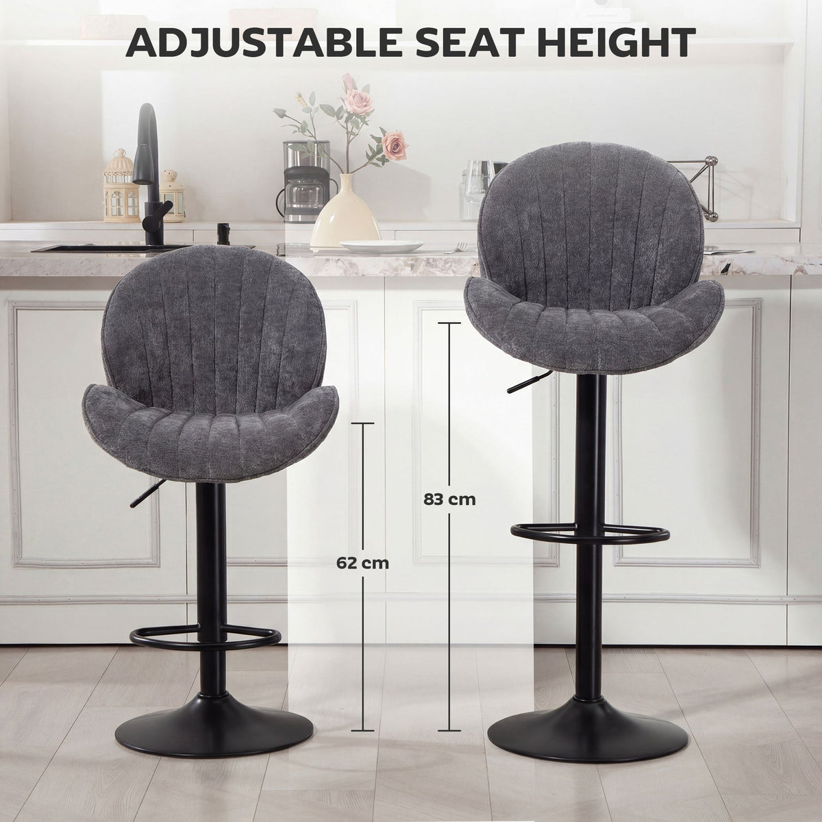 Kendal Swivel Bar Stools in Dove Grey — Set of 2