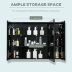 Lumen LED Mirrored Bathroom Cabinet with USB — Black