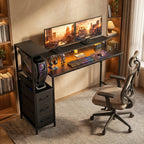 Vantage 147cm Gaming Desk with Charging Station — Black
