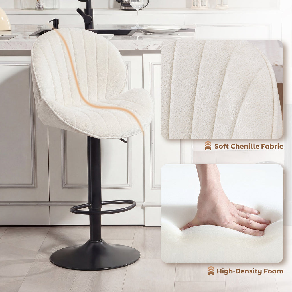 Kendal Swivel Bar Stools in Cream — Set of 2