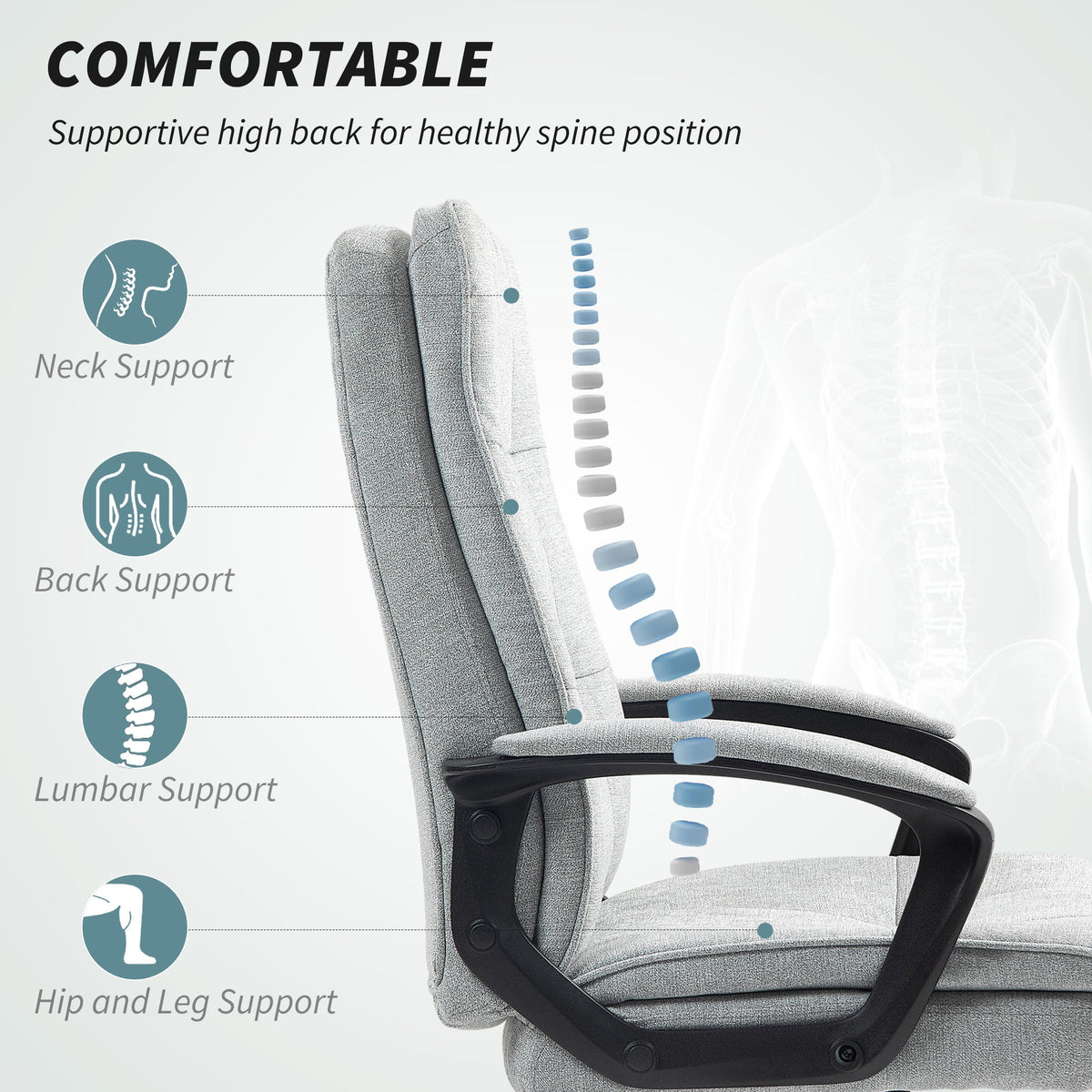 Whitfield Padded Office Chair in Dove Grey