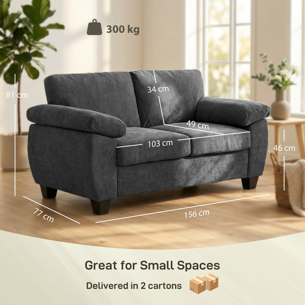 Marlow 2 Seater Chenille Sofa in Slate Grey