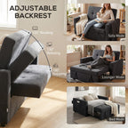 Ashby Convertible Sofa Bed in Jet Black