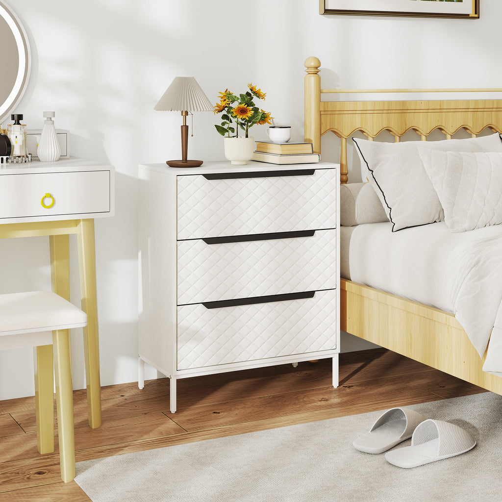 Linden 3-Drawer Fabric Chest in White