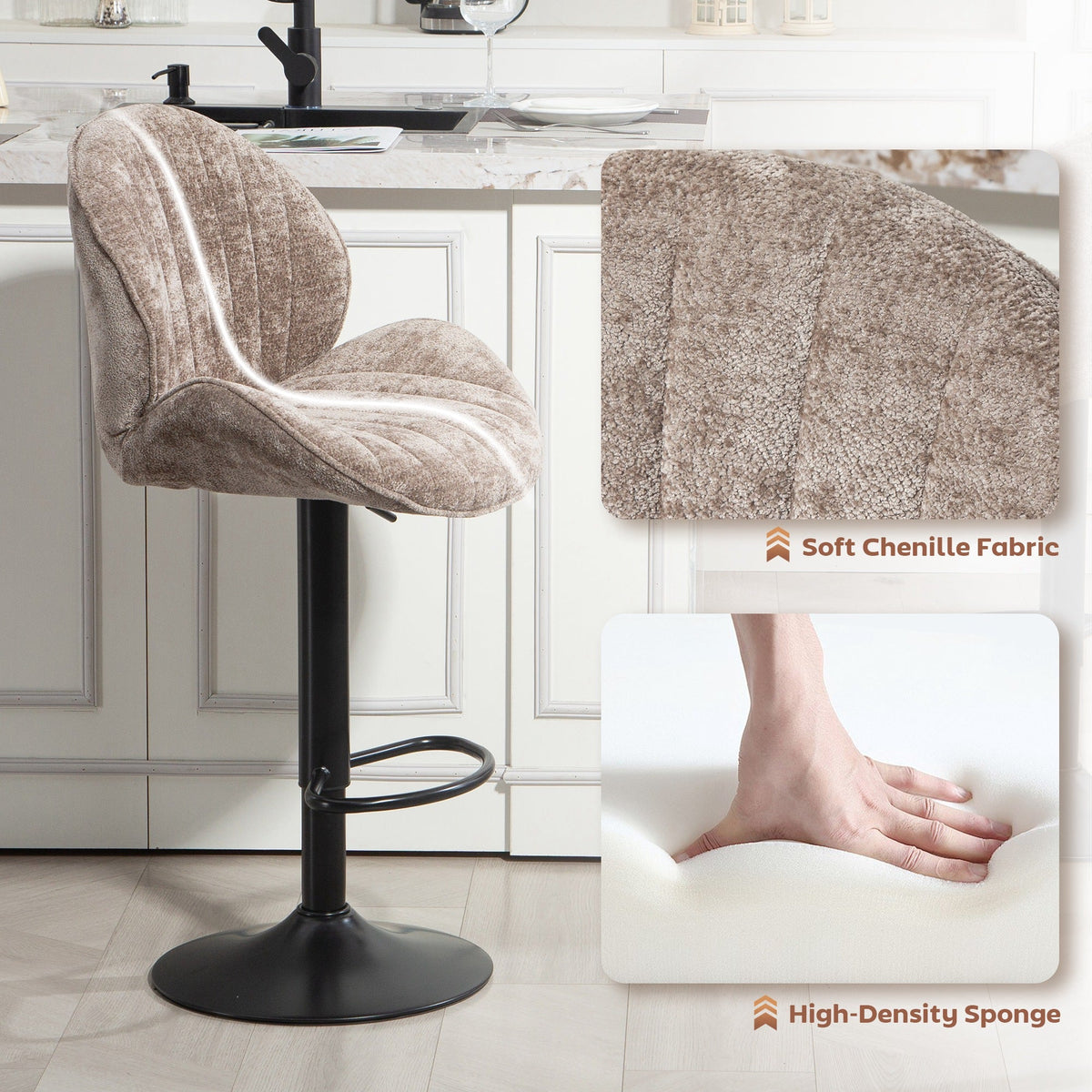 Kendal Swivel Bar Stools in Tan — Set of 2