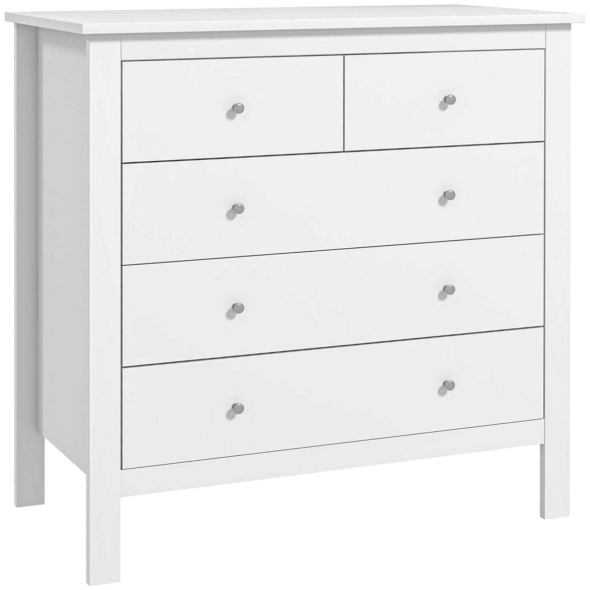 Sutton Wide 5-Drawer Chest in White