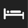 A minimalist black square icon with rounded corners featuring a white bed symbol, commonly used as a bedding or mattress size indicator.
