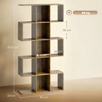 Halden S-Shaped Geometric Bookcase in Rustic Oak