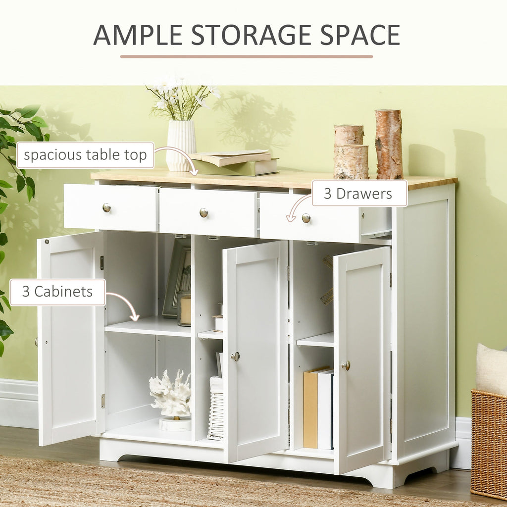 Kingsley Sideboard with Rubberwood Top in White