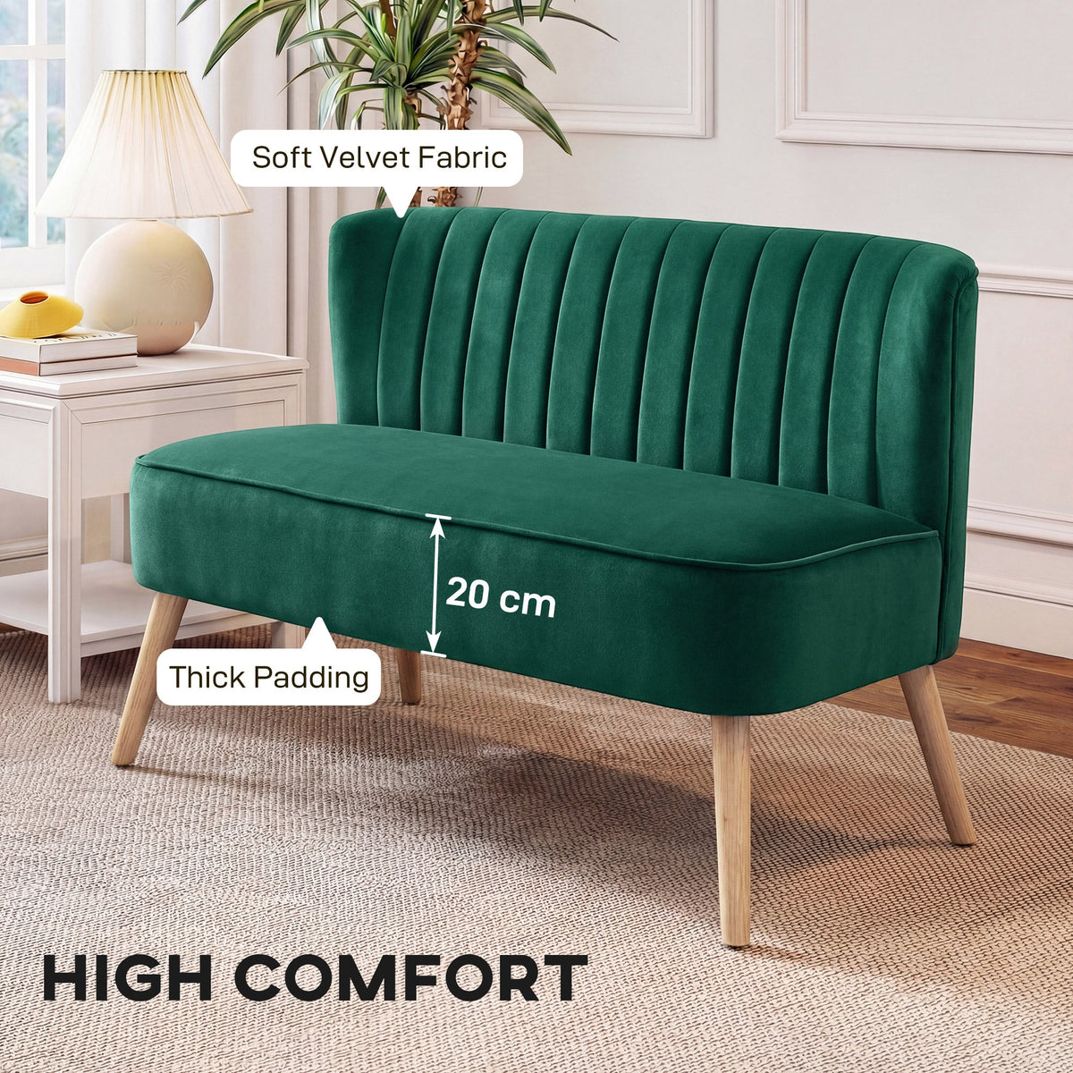 Wren Compact 2 Seater Sofa in Forest Green