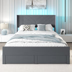 Aveline LED Velvet Bed Frame in Grey — King