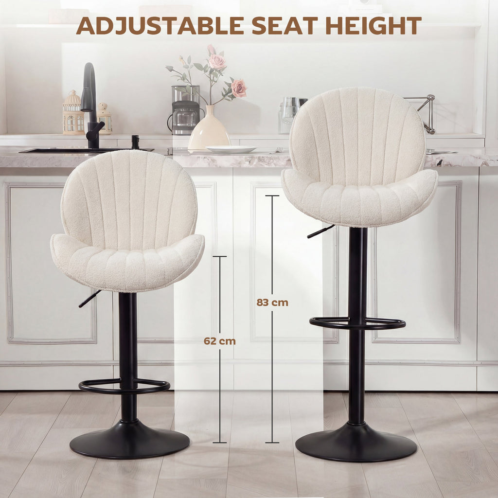 Kendal Swivel Bar Stools in Cream — Set of 2