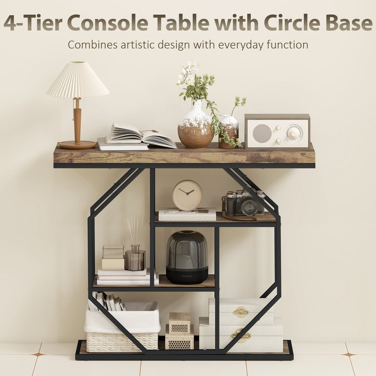 Foundry 4-Tier Console Table in Rustic Oak