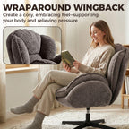 Clifton Velvet Swivel Wingback Chair in Dove Grey