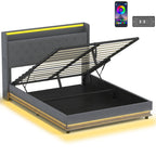 Halston LED Storage Bed Frame in Grey — King