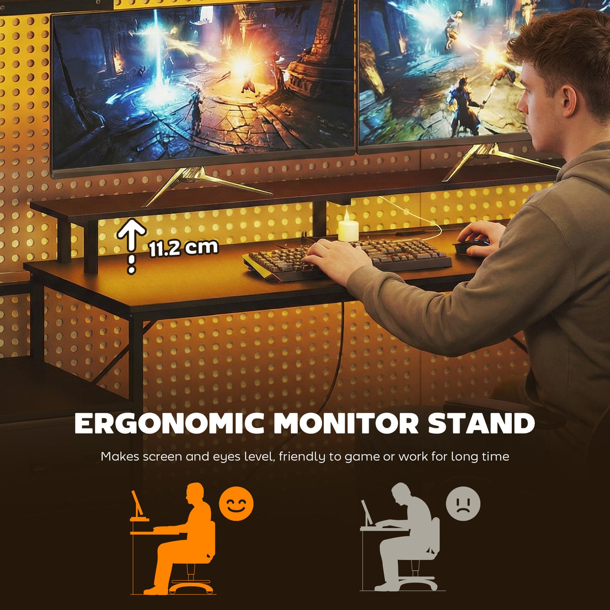 Vantage 147cm Gaming Desk with Charging Station — Black
