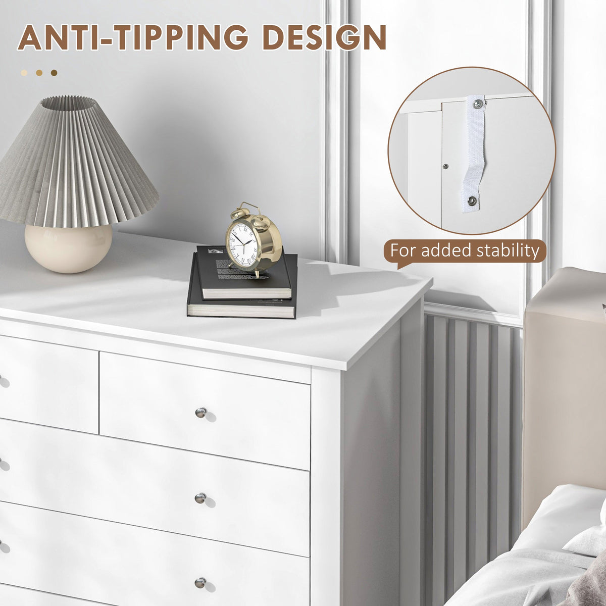 Sutton Wide 5-Drawer Chest in White