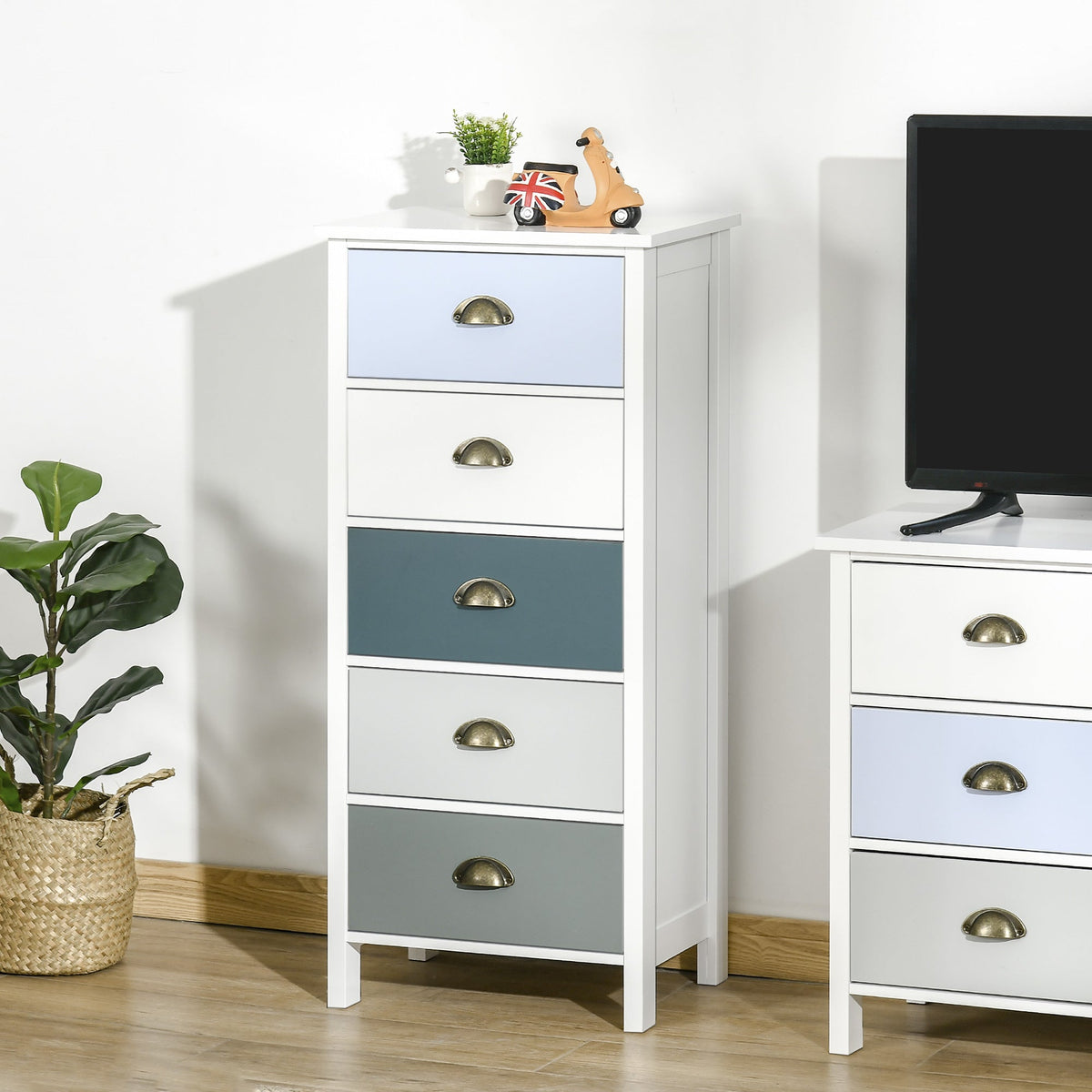 Sutton Slim 5-Drawer Chest in Indigo