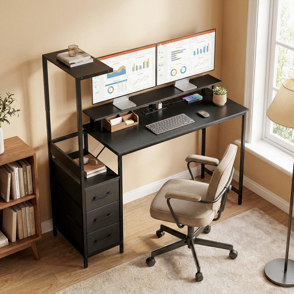 Vantage 147cm Gaming Desk with Charging Station — Black