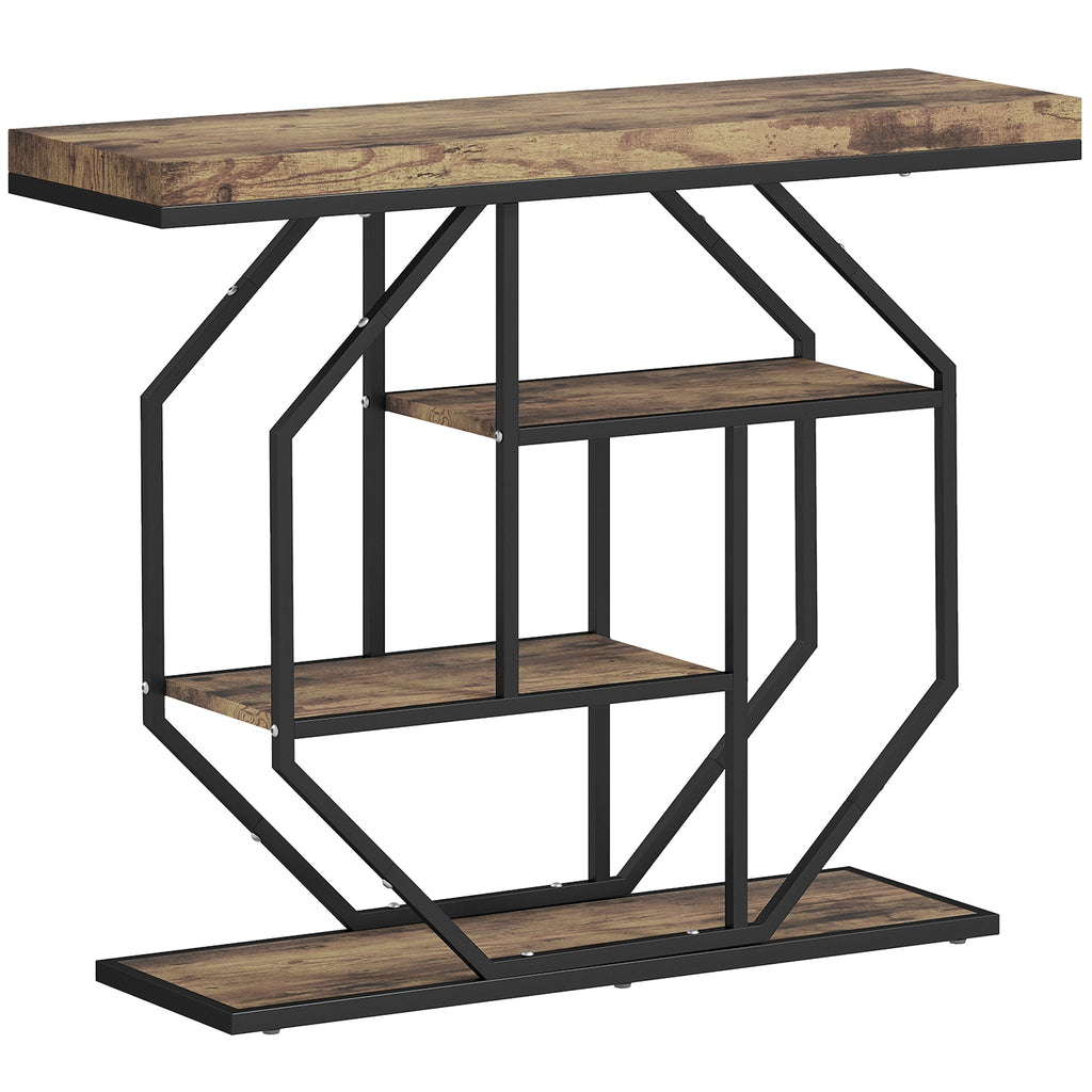 Foundry 4-Tier Console Table in Rustic Oak