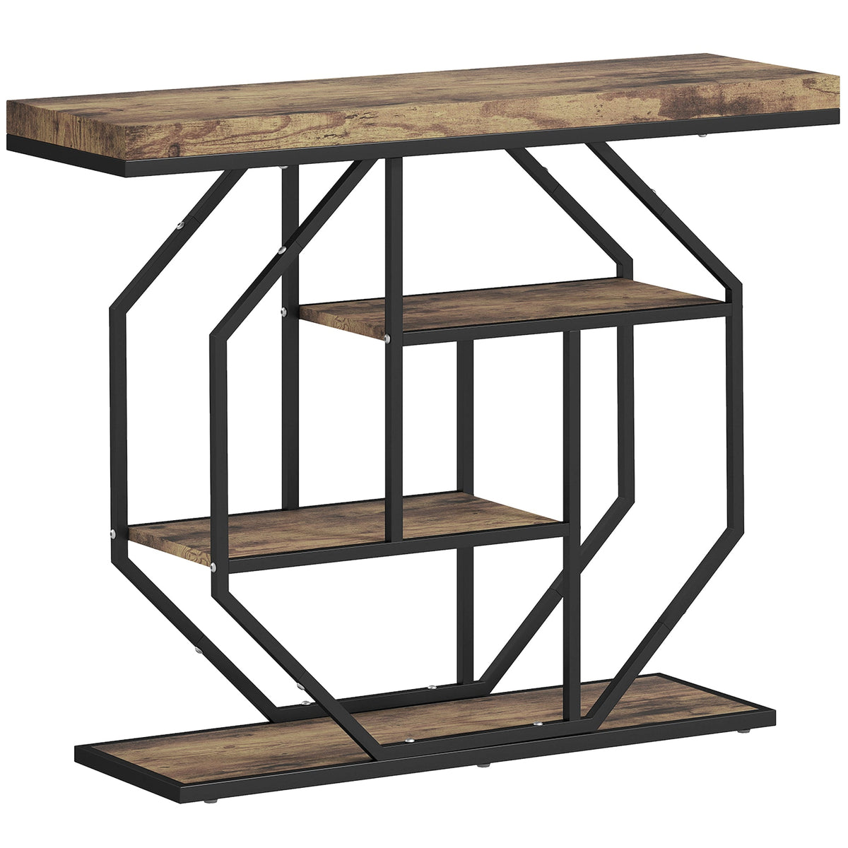 Foundry 4-Tier Console Table in Rustic Oak