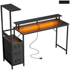 Vantage 147cm Gaming Desk with Charging Station — Black