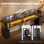 Vantage 147cm Gaming Desk with Charging Station — Black