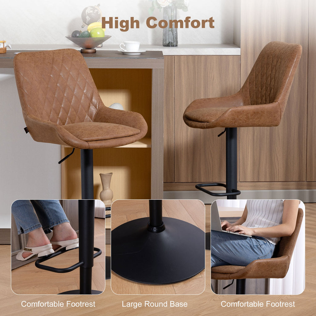 Sinclair Retro Bar Stools in Burnt Orange — Set of 2