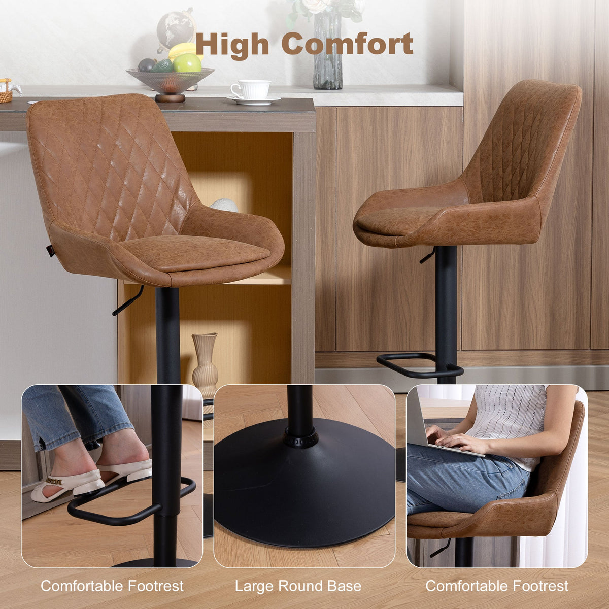 Sinclair Retro Bar Stools in Burnt Orange — Set of 2